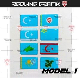 Eski Türk Devletleri Bayrakları 3D Sticker Seti